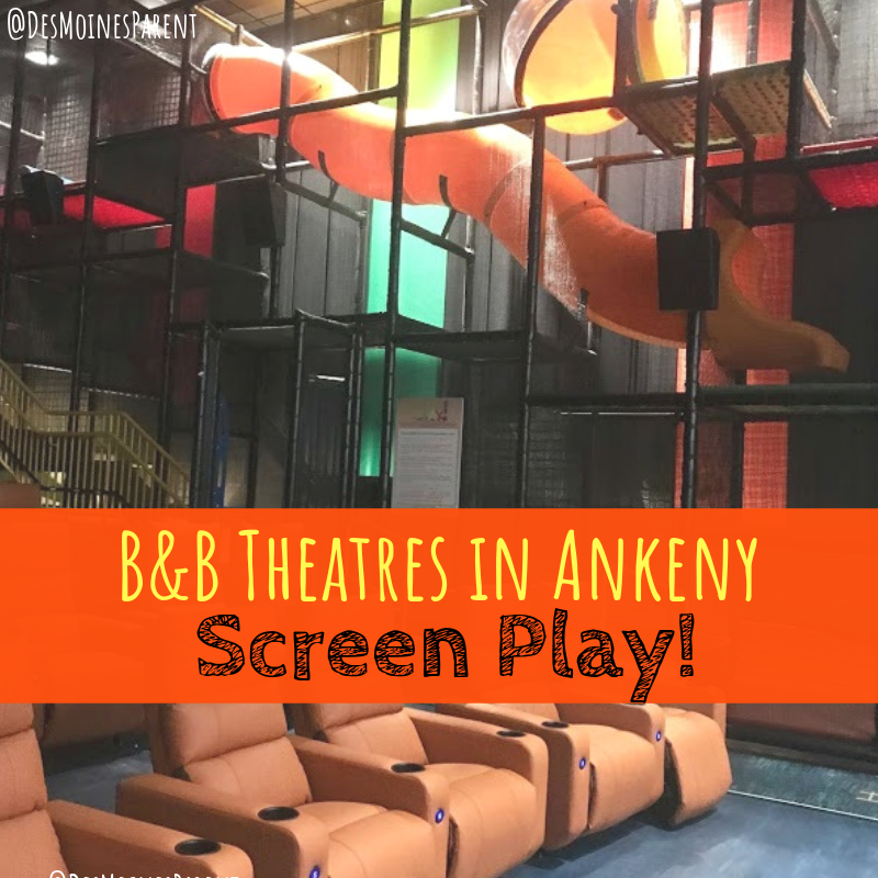 Climbing structure next to movie theater seats at B&B Theatres Ankeny Screen Play.
