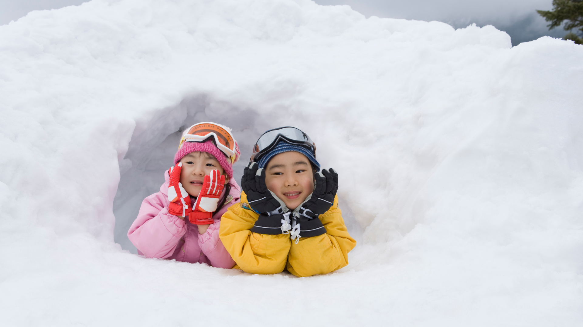 kids playing in snow